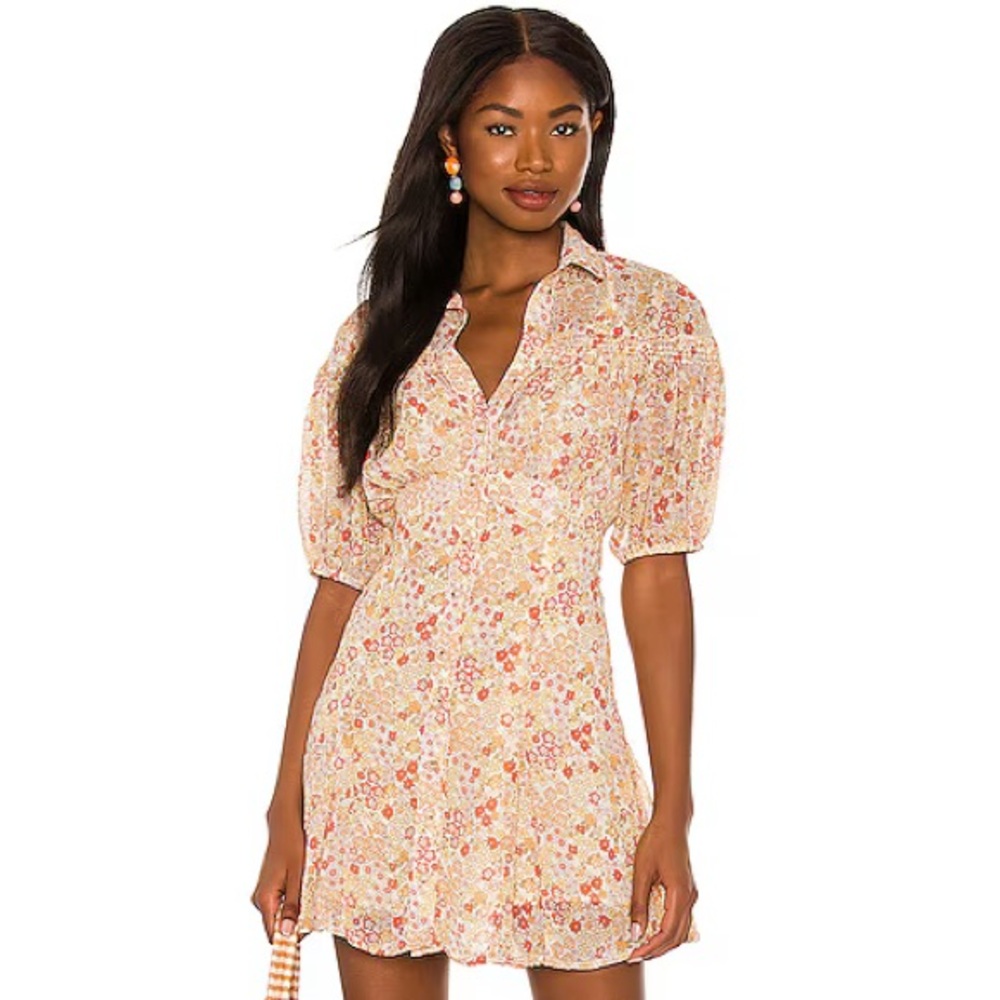NWOT Free People Bonnie Floral Mini Dress Size Medium in Tea Combo Z529 - Picture 2 of 7